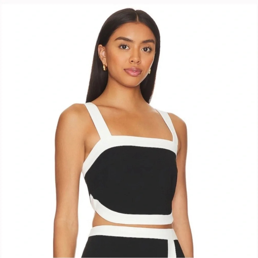 NWOT Amanda Uprichard Porsha Top in Black & Ivory Revolve Size Medium